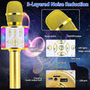 Amazmic Kids Karaoke Microphone Machine Toy Bluetooth Microphone Portable Wireless Karaoke Machine Handheld with LED Lights, Gift for Children Adults Birthday Party, Home KTV(Gold) by TinyTreasures Baby Boutique