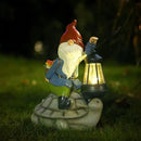 Gnome and Turtle Garden Decor, Large Outdoor Garden Sculptures & Statues, Outside Patio Yard Lawn Decorations, Housewarming for Women, Mom, Grandma with Solar Lantern by CozyNest Decor