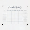 Personalized Clear Acrylic Calendar for Wall, Calendar Whiteboard for Wall, Dry Erase Wall Calendar, Wall Calendar Organizer System for Home (Cursive, Navy, 47.5"W x 36"H) by TinyTreasures Baby Boutique