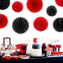 Red Black Happy-Halloween Party Decorations - 13PCS Spider Web Bats Streamers Banner ,Paper Flowers Lanterns Tissue Pom Poms Fans, Classroom Birthday Bachelorette Hanging Supplies Decor Hugfond by CozyNest Decor