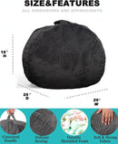 Classic Bean Bag Chair, with Faux Rabbit Fur Cover for Teens and Kids, Memory Foam Bean Bag Chairs, Ultra Soft Faux Fur Fabric, 2.5 feet Round Fluffy Bean Bag Sofa by TinyTreasures Baby Boutique