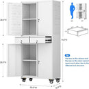 Metal Garage Storage Cabinet with Locking Doors and 2 Adjustable Shelves, Rolling Tool Storage Cabinet with 4 Wheels and 2 Drawer for Garage, Warehouse, White, Assembly Required by GreenHaven Gardens
