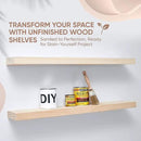 Homeforia 36 inch Wood Floating Shelves, High End Solid Natural Wood 36inch Large Floating Shelf Bathroom, Unfinished Wooden Floating Shelves for Wall, Heavy Duty Bracket, 36 X 6.5 X 1.75 in, Set of 2 by CozyNest Decor