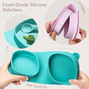 Silicone Foldable Novelty Dinner Plates,Suction Plates for Baby Travel Essential with Forks and Spoons,Microwave & Dishwasher Safe,Aqua by TinyTreasures Baby Boutique