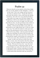 LuZhiQiang Psalm 91 Scripture Wall Art 16"×11" Bible Verse Christian Inspirational Sign Wood Framed Wall Hanging Decor (Black) by CozyNest Decor