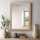 Farmhouse Bathroom Mirror 22x30 Inch - Rectangular Wall Mirrors with Wood Frame & Beaded Design - Distortion-Free Glass, Horizontal/Vertical Mount or Freestanding by CozyNest Decor