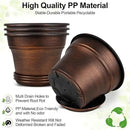 Plant Planters Pots Set of 4 Pack 13 Inch，Large Plastic Flower Pot for Indoor Plants with Drainage Holes & Trays, Resin Decorative Container Sets with Saucer for House Outdoor Garden Plant Copper by GreenHaven Gardens