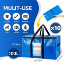 TAILI Extra Large Moving Bags, 10 Pack Blue Heavy Duty Totes For Storage with Visible Window, Wrap Around Handles, Storage Bags for Space Saving, Alternative to Moving Boxes by TinyTreasures Baby Boutique