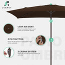 JEAREY 6.5x10 ft Rectangular Patio Umbrellas Outdoor Market Umbrella with Push Button Tilt and Crank, Rectangle Table Umbrella 6 Sturdy Ribs UV Protection for Pool Garden Backyard Deck, Brown by GreenHaven Gardens