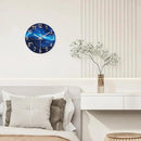Glass Wall Clocks Battery Operated 14 Inch Modern Abstract Wall Clock for Bedroom Blue Wall Clock Silent Non Ticking by CozyNest Decor