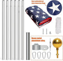 NELXINJO 25FT Sectional Flag Pole Kit, Heavy Duty Aluminum Outdoor In-Ground Flagpole, Gold Ball Top, 3x5 USA Flag for Residential Commercial Outdoor Garden(25FT, Silver) by GreenHaven Gardens