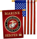 Breeze Decor Marine Corps Pack Armed Forces USMC Semper Fi United State American Military Veteran Retire Official Applique Banner Small Garden Yard Gift Double-Sided, House Flag 28" x 40", Made In USA by GreenHaven Gardens