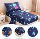 PERFEMET Toddler Bedding Set 4 Pieces Cartoon Dinosaur Planet Printed Bed in A Bag for Boys Girls Reversible Navy Blue Toddler Comforter with Sheet Set for All Season(Navy, Dinosaur/Planet/Rocket) by TinyTreasures Baby Boutique