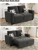 Belffin Modular Sectional Sleeper Sofa with Pull Out Couch Bed Modular Sleeper Loveseat Sectional Sofa Velvet Fabric for Living Room Apartment Grey by CozyNest Decor