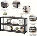 LVB 3-Tier Rustic Console Table, Extra Long Entryway Table with Storage, Industrial Skinny Wood Metal Sofa Table with Shelf, Modern Narrow Hallway Table for Foyer Living Room Bedroom, Dark Gray, 70 In by CozyNest Decor