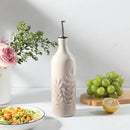 Sweejar Ceramic Olive Oil Dispenser Bottle, 24 Oz Relief Opaque Oil Cruet Protects To Reduce Oxidation, Suitable for Storage Soy Sauce, Coffee Syrup, Liquids, Set of 1 (Gradient FogGray) by CozyNest Decor