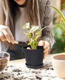 homenote Pots for Plants, 15 Pack 6 Inch Plastic Planters with Multiple Drainage Holes and Tray,Plant Pots for All Home Garden Flowers Succulents (Black) by CozyNest Decor