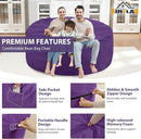 5FT Bean Bag Chair, Large Bean Bag Chairs with Memory Foam Filled, Fluffy Beanbag Sofa with Dutch Velvet Cover, Round BeanBag Chairs for Living Room, Playroom - Purple by TinyTreasures Baby Boutique