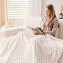 NEWCOSPLAY Super Soft Twin Blanket Ivory Premium Silky Flannel Fleece 3D Clouds Stylish Jacquard Lightweight Bed Blanket All Season Use 350GSM (Ivory, Twin(60"x80")) by CozyNest Decor