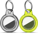 Upgrade Waterproof 2 Pack Airtags Holder with Apple Airtags Keychain, Hard PC Air Tag Case, Anti-Scratch & Shock Air tag Holder, Men's Women's Keyrings & Keychains-Clear Black+Clear Chartreuse by TinyTreasures Baby Boutique