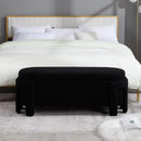 Modern Upholstered Storage Bench, Sherpa Fabric 50" Long Entryway Bench with Storage and Seating, Comfy Cute Ottoman Bench for Living Room/End of Bed/Hallway, Black by CozyNest Decor