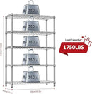 IZEUK 5-Tier Heavy Duty Metal Storage Shelving Unit (Chrome, 17.7" D x 47.2" W x 72.3" H, 1750 lbs Capacity), Adjustable Steel Wire Rack Shelf Organizer for Garage, Kitchen, Pantry, Basement, Laundry by CozyNest Decor