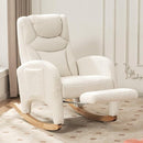 Rocking Chair Nursery, Modern Glider Chair with Adjustable Footrest and Solid Wood Legs, High Backrest Nursery Chair with Side Pocket, Rocker Armchair for Living Room Bedroom, Teddy Ivory by TinyTreasures Baby Boutique
