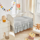 Tufted Ruffle Crib Bedding Set 3 Pieces Baby Girls Boys Boho Quilted Comforter with Fitted Sheet and Bed Skirt - Cute Ruffled Shabby Chic Baby Bedding Soft Blanket Design Light Gray by TinyTreasures Baby Boutique
