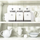 fanquare 30 OZ Cookie Jar, White Kitchen Canisters Set of 3, Farmhouse Porcelain Decorative Jars for Countertop, Ceramic Storage Jar for Coffee, Sugar, Tea Bag by CozyNest Decor