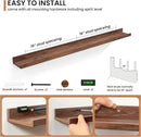 Fun Memories Picture Ledge Shelves Set of 2, 24 Inch Rustic Wall Mounted Floating Shelves with Lip for Home Storage and Décor in Bathroom, Kitchen, Nursery, Bedroom, Living Room, Walnut by CozyNest Decor