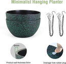 8 inch Small Hanging Planters for Indoor Outdoor Plants, 2 Pack Hanging Flower Pots with Drainage Holes and Chain, Plastic Hanging Baskets for House Plants, Black with Green Speckles by CozyNest Decor