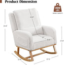 Rocking Chair Nursery, Sherpa Nursing Rocking Chairs, Upholstered Nursery Glider Rocker Wingback Morden Rocking Chair with Lumbar Pillow for Mom Nursery, Living Room, Bedroom, Teddy White by TinyTreasures Baby Boutique