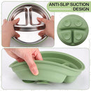Nuogo 3 Pcs Stainless Steel Baby Suction Plates with Removable Silicone Shell 2-in-1 Metal Toddler Bowl Divided for Picky Eaters Kids Feeding Led Weaning Supplies, Dishwasher Safe (Blue,Pink,Green) by TinyTreasures Baby Boutique