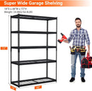 2500 LBS Storage Shelves, 5 Tier Garage Shelving, Heavy Duty, Adjustable Metal Shelving Unit, Industrial Utility Shelf Rack for Garage, Basement, Pantry, 72" H x 48" W x 18" D, Black by GreenHaven Gardens