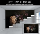 Lion Floral Wallpaper Nursery Wildlife Background Wall Mural Children's Room (Not Peel and Stick) by CozyNest Decor