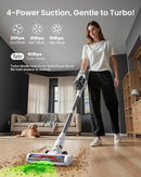 Cordless Vacuum Cleaner for Home, Upgraded 60Kpa Powerful Suction Pet Hair Vacuum with 70min Runtime, Green LED Light for Hardwood Floors & Carpet, Self-Standing Rechargeable Stick Vacuum, White by CozyNest Decor