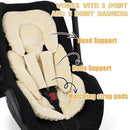 GFU Infant Car Seat Insert Head and Body Support, Reversible Newborn Insert for Carseat with Strap Pads, Soft Stroller Cushion Pillow Insert for Boys and Girls, Fits for Stroller, Swing, Beige by TinyTreasures Baby Boutique