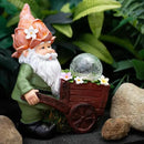 Solar Garden Gnome Statue with Crackle Glass Globe Lights, Waterproof Outdoor Decor for Patio, Lawn, or Yard, Whimsical Housewarming Gift(Green Gnomes) by CozyNest Decor
