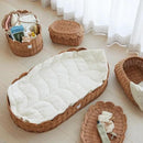 BEBE BASK The Original Scalloped Basket Set Of 2 - Small Scallop Basket - 15 x 10 x 6 In - Hand-Woven & Award-Winning - Elegant Wicker With Scalloped Edge Lid - Nursery Storage - (Mocca) by GreenHaven Gardens