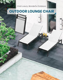 Chaise Lounge Outdoor, Foldable Aluminum Pool Lounge Chairs with 5 Positions Recliner - Free Assembly - Patio Chaise Lounge Chair for Poolside, Beach, Yard (White) by GreenHaven Gardens