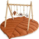 Razee Wooden Baby Play Gym Activity Mat, Leaf Shaped Play Mat Baby Gym with 6 Hanging Sensory Toys Foldable Baby Gym Newborn Infant Baby Use by TinyTreasures Baby Boutique