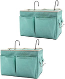 2-Pack Bedside Caddy Bedside Hanging Storage Basket Multi-Function Organizer Caddy for Bunk and Hospital Beds Dorm Rooms Bed Rails, Can be Placed Glasses Books Mobile Phones（2pcs Green） by CozyNest Decor