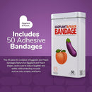 BioSwiss Bandages, Eggplant and Peach Shaped Adult Self Adhesive Bandage, Latex Free Sterile Wound Care, Funny First Aid Kit Supplies for Adults, 50 Count by TinyTreasures Baby Boutique