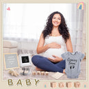 9 Pcs Pregnancy Announcement Set Pregnancy Reveal Ideas Felt Letter Board Baby Bodysuit Booties Photo Frame Bear Plush Wood Blocks for Coming Soon Baby Announcement(Gray) by TinyTreasures Baby Boutique