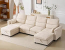 132'' Oversized Modular Sectional Sofa, U Shaped Comfy Sectional Couch with Large Storage, 6 Seat Chenille Deep Seat Cloud Sofa with 2 Throw Pillows for Living Room,Beige by CozyNest Decor