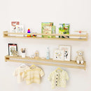 Fun Memories Nursery Book Shelves - Rustic Natural Solid Wood Floating Bookshelf for Kids - Wall Book Shelves for Kids Room (Natural, 48inch - 2P) by TinyTreasures Baby Boutique