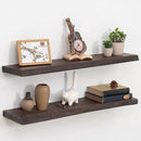Fun Memories Solid Elm Wood Floating Shelves, 36 Inch Floating Shelves for Wall, Wall-Mounted Live Edge Wooden Shelves with Invisible Heavy-Duty Brackets for Books, Bathroom, Kitchen, Walnut Finish by CozyNest Decor