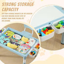 Multi Functional Kids Table and 2 Chairs Set, Graffiti & Building Blocks Double-Sided Tabletop, Toddler Play Table with Drawers, Large Storage Space, Gift for Boys/Girls, Blue by CozyNest Decor