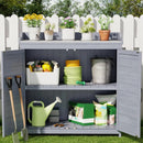 Gizoon Outdoor Potting Bench with Metal Tabletop, Outdoor Garden Patio Wooden Storage Cabinet with Adjustable Shelf, Double Doors Garden Work Bench for Backyard, Patio, Lawn - Grey by GreenHaven Gardens