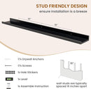 Axeman Picture Ledge Shelf, Floating Shelves for Wall Decor Storage Set of 6, 48 inch Floating Wall Mounted Shelves, Wall Shelves with Lip for Living Room, Bedroom, Nursery, Bathroom, Kitchen, Black by TinyTreasures Baby Boutique